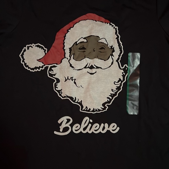 Black Holiday/Christmas Tshirt With Black Santa - Picture 2 of 4